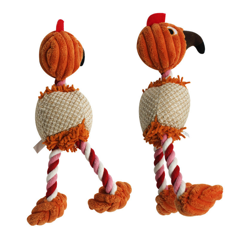 Three-Color Cotton Rope Pet Sounding Toy Bird