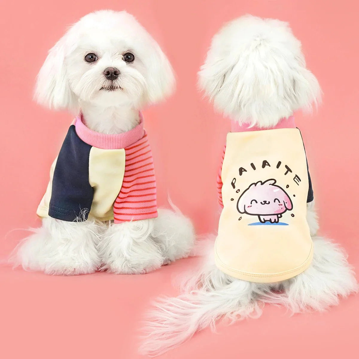Colorful Puppy Prints Shirt with Sleeves