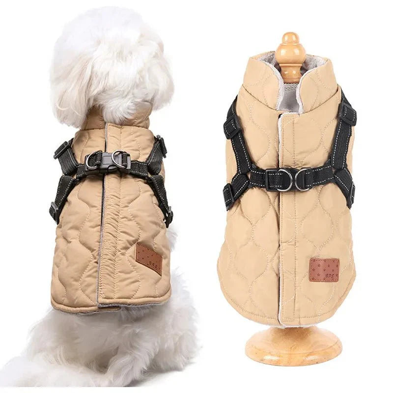 Warm Padded Dog Jacket with Harness
