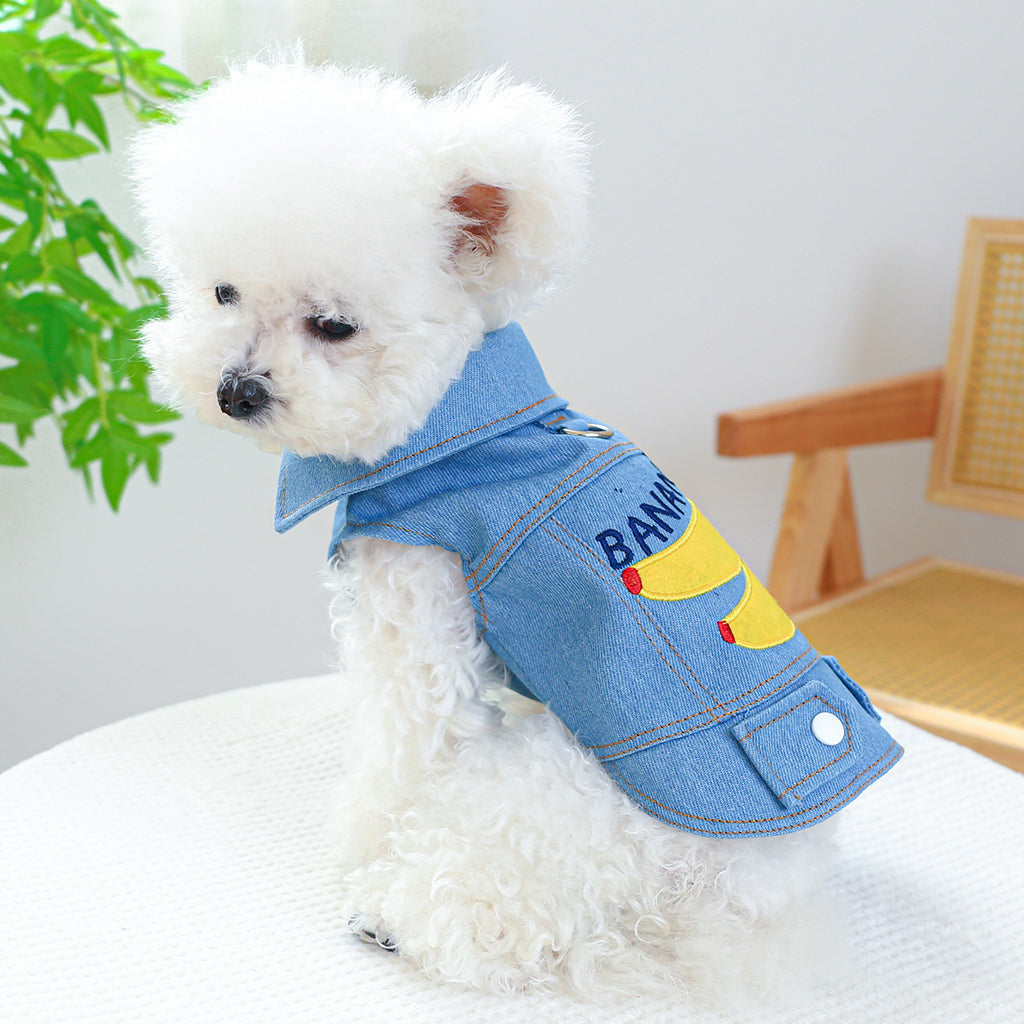 Pet Ring Dog Clothes Small And Medium-sized Dogs Banana Denim Clothing