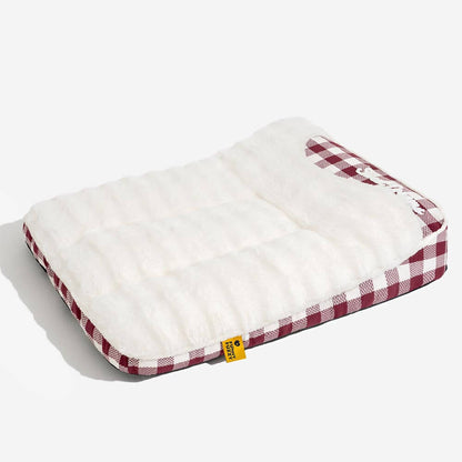 Large Classic Check Headrest Rectangle Calming Dog Bed - Dreamy wave