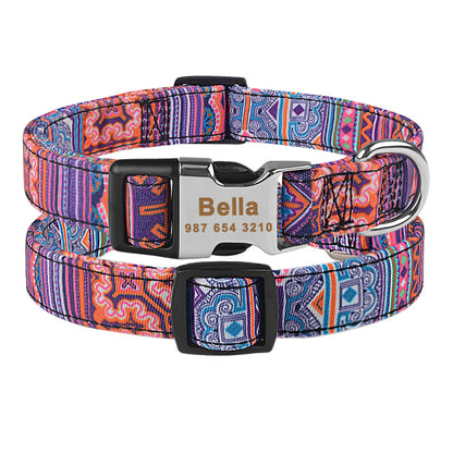 Adjustable Nylon Custom Dog Collar Free Engraved Name ID Tag