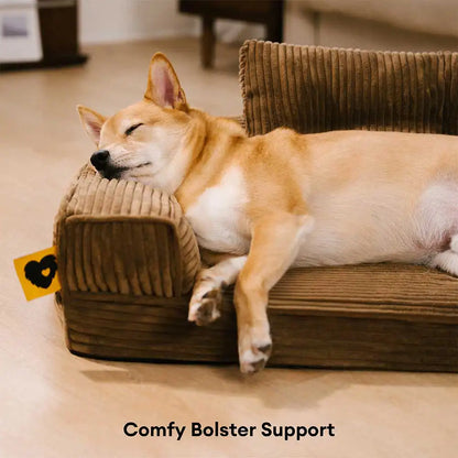 Corduroy Anti-Scratch Removable Orthopedic Dog Bed with Pillow - ComfySofa