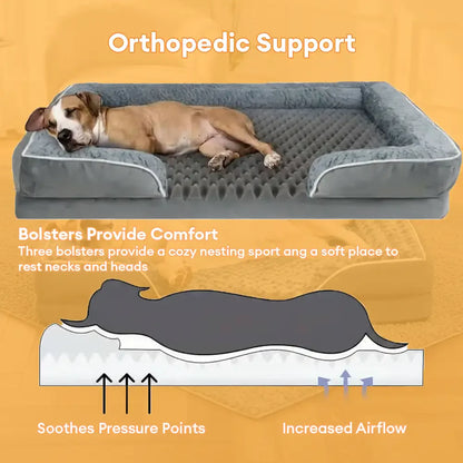 Detachable Water-Repellent Full Surround Support Orthopedic Dog Bed