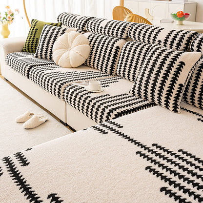All-Season Soft & Stretchy Fishbone Striped Magic Couch Cover