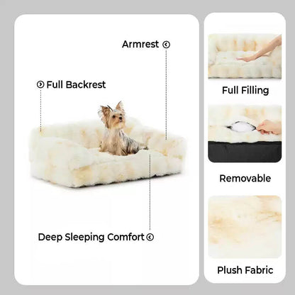 Fluffy Plush Thickened Cozy Pet Calming Bed Dog Cat Sofa Bed