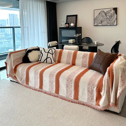 Fashion Striped Chenille Scratch-Resistant Sofa Protection Couch Cover