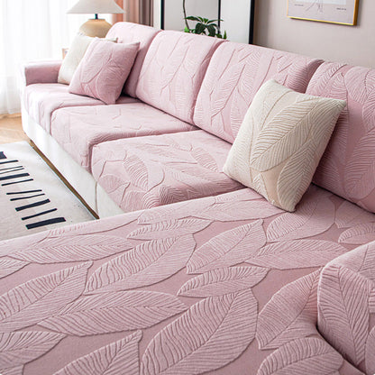 Modern Leaf Jacquard Water-Repellent Anti-Scratch Stretch Full Wrap Couch Cover