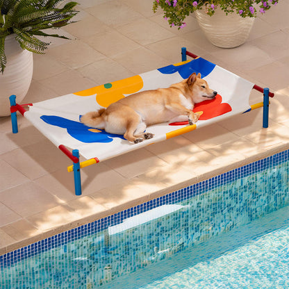 Vibrant Summer Print Style Aluminum Elevated Dog Bed - Summer Paradise