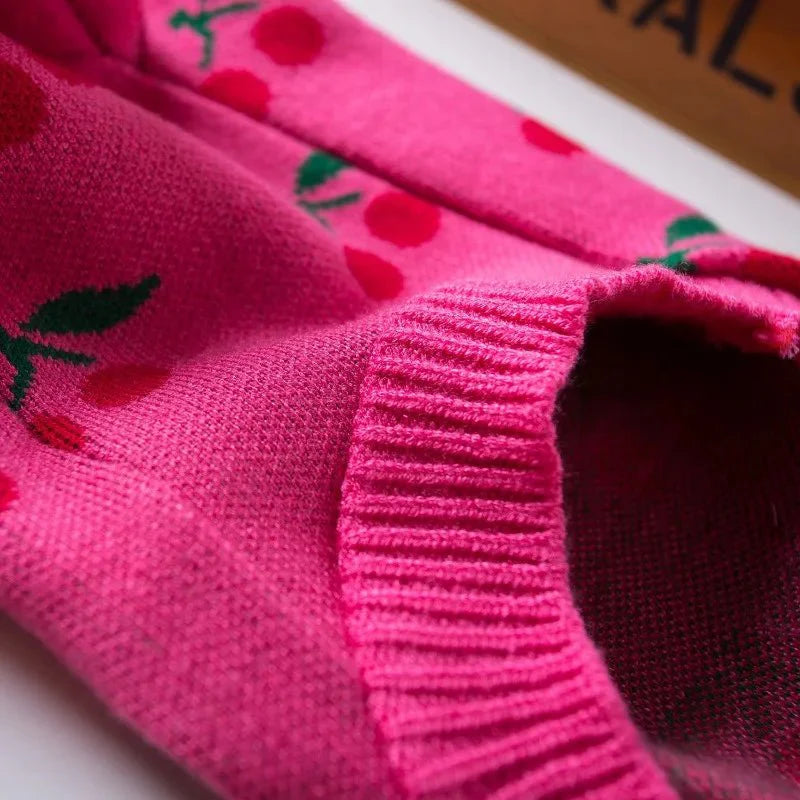 Cherry High Collar Dog Sweater