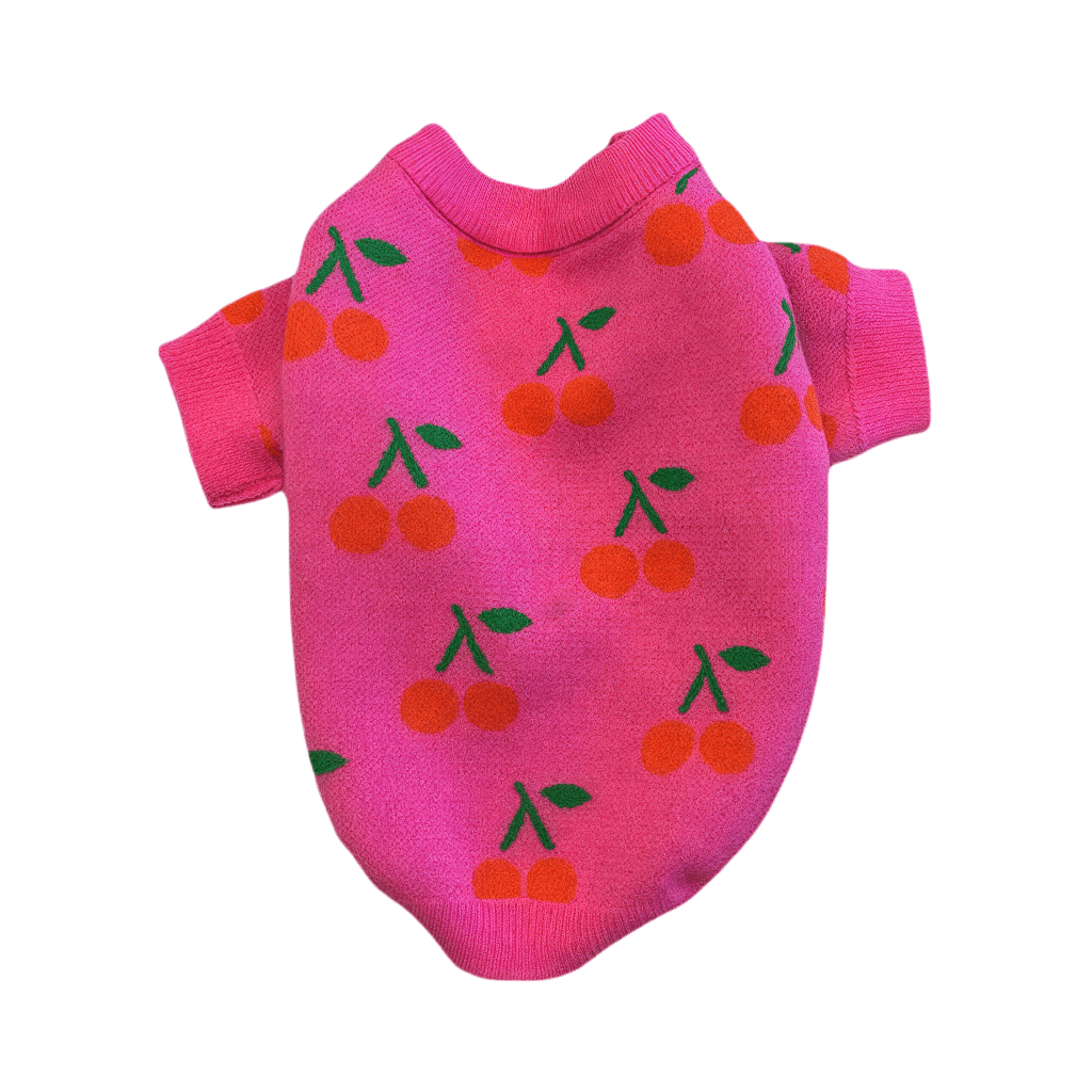 Cherry High Collar Dog Sweater