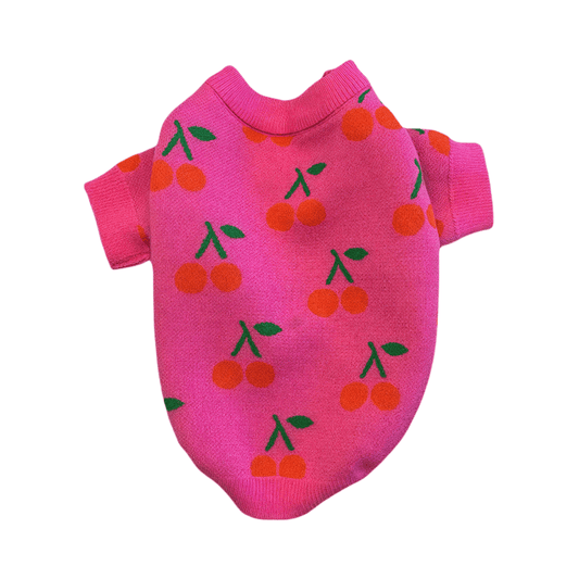 Cherry High Collar Dog Sweater