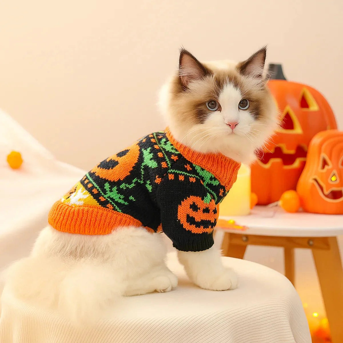 Cute Pumpkin Halloween Sweater for Pets