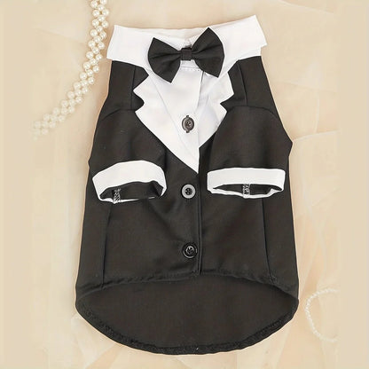 Dog Suit Shirt With Bow Tie