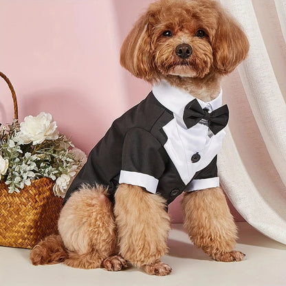 Dog Suit Shirt With Bow Tie
