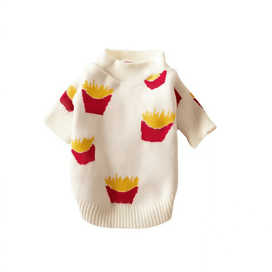 French Fries Printed Soft Cotton Dog Sweater