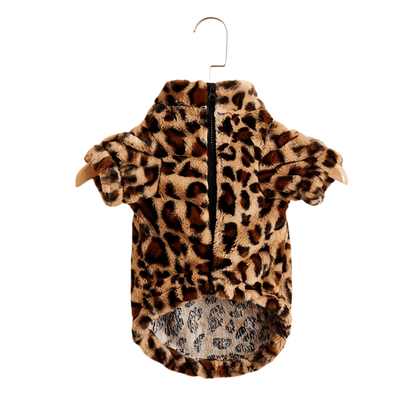 Pet Plush Leopard Dog Jacket Coat