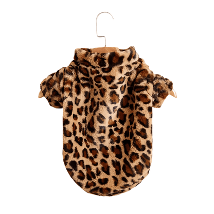 Pet Plush Leopard Dog Jacket Coat