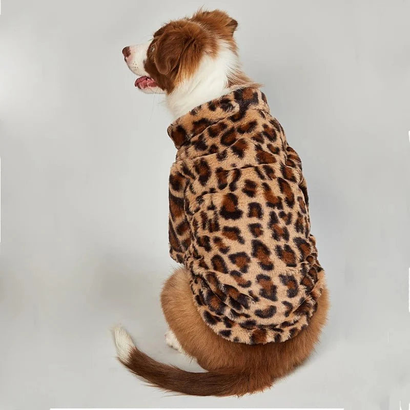 Pet Plush Leopard Dog Jacket Coat