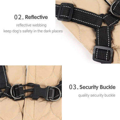 Warm Padded Dog Jacket with Harness