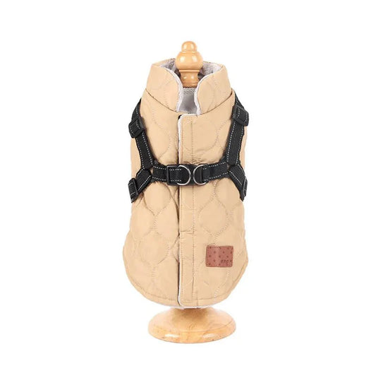Warm Padded Dog Jacket with Harness