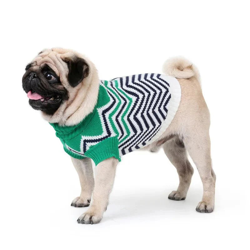 Wave Pattern Turtleneck Sweater