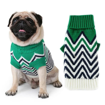Wave Pattern Turtleneck Sweater