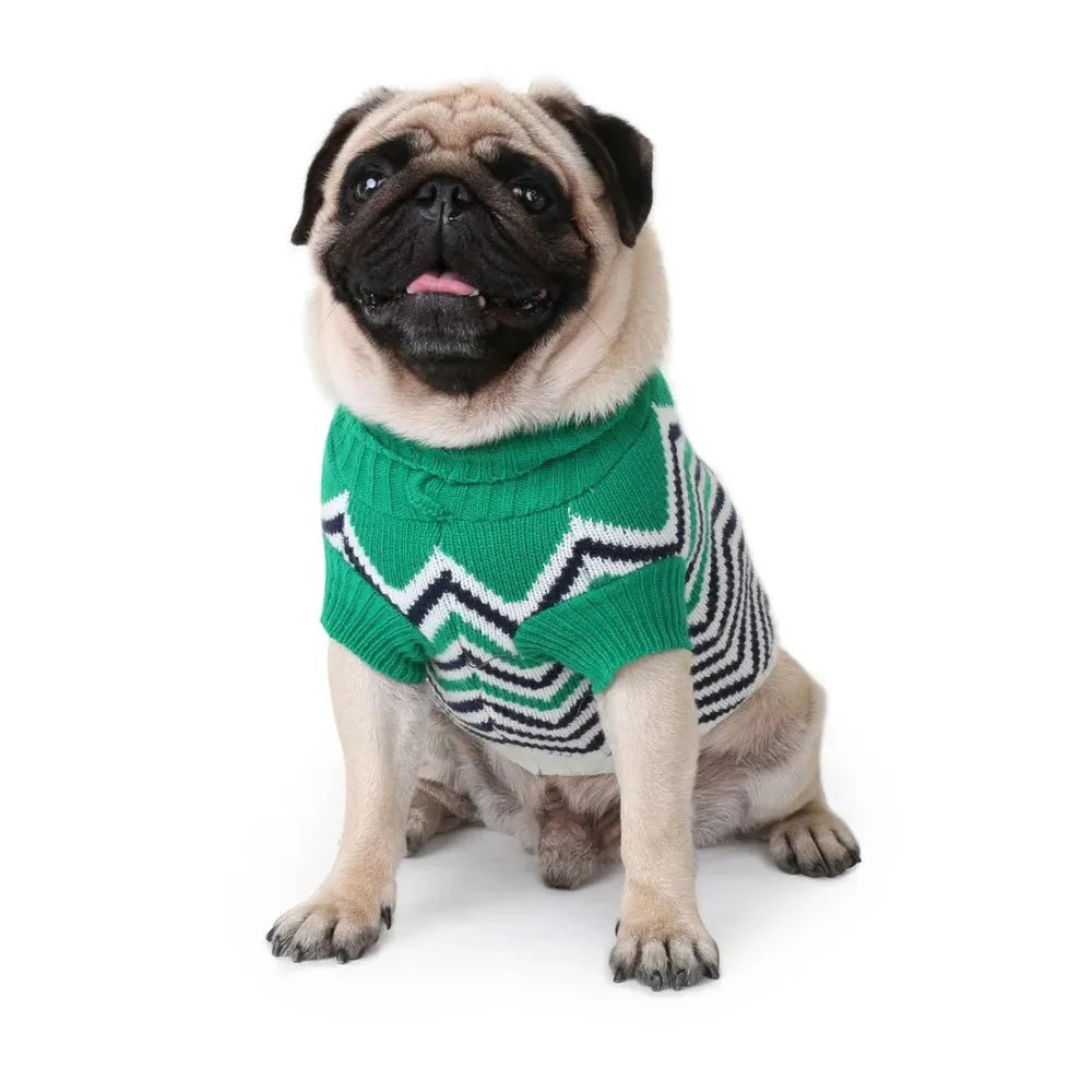 Wave Pattern Turtleneck Sweater