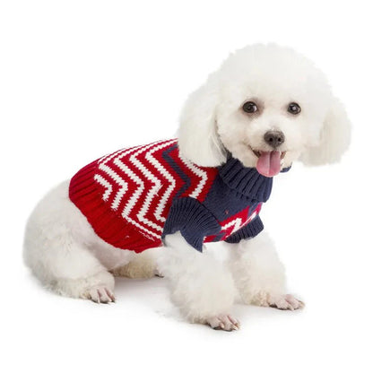 Wave Pattern Turtleneck Sweater