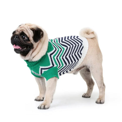 Wave Pattern Turtleneck Sweater