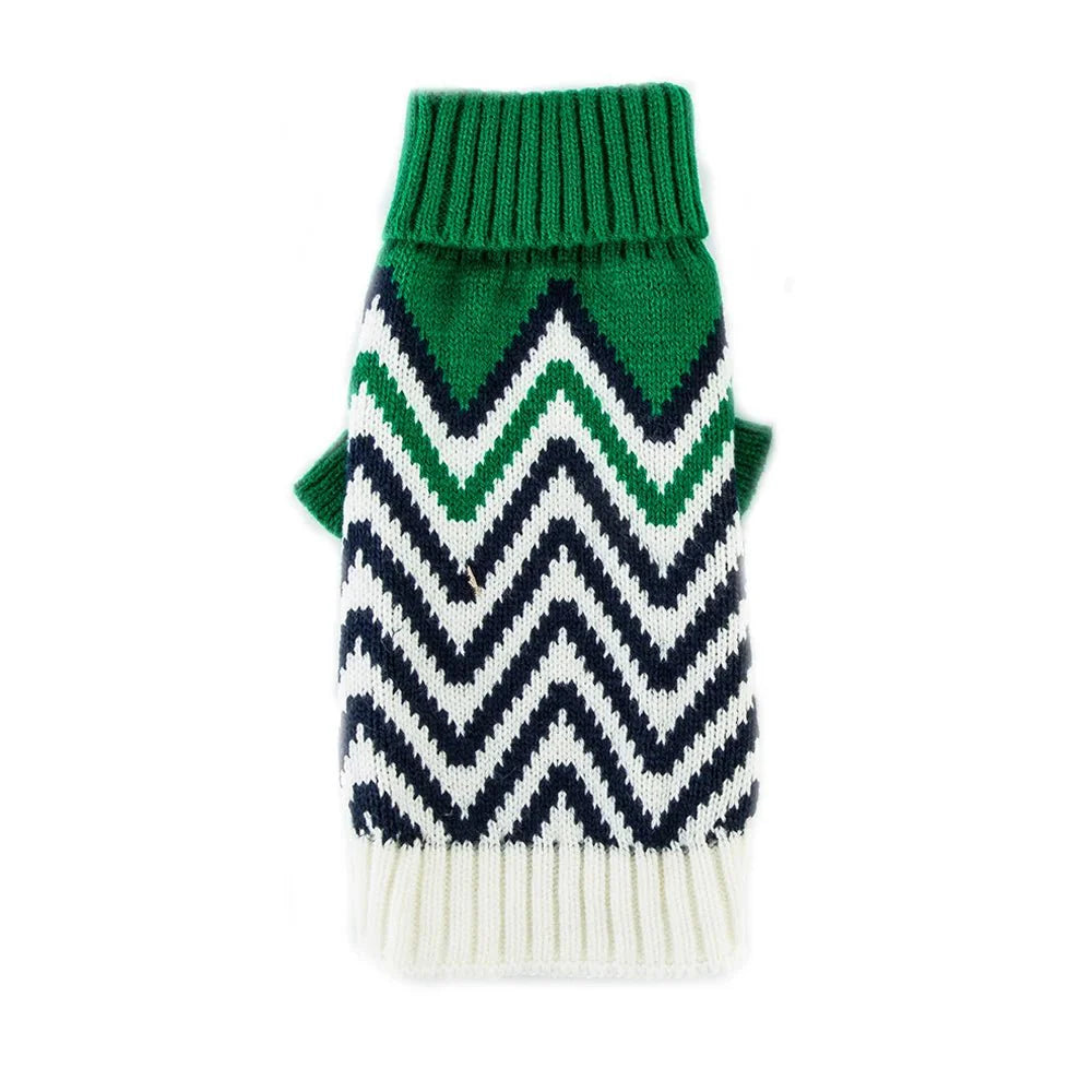 Wave Pattern Turtleneck Sweater