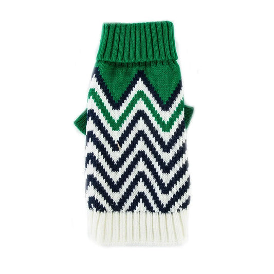 Wave Pattern Turtleneck Sweater